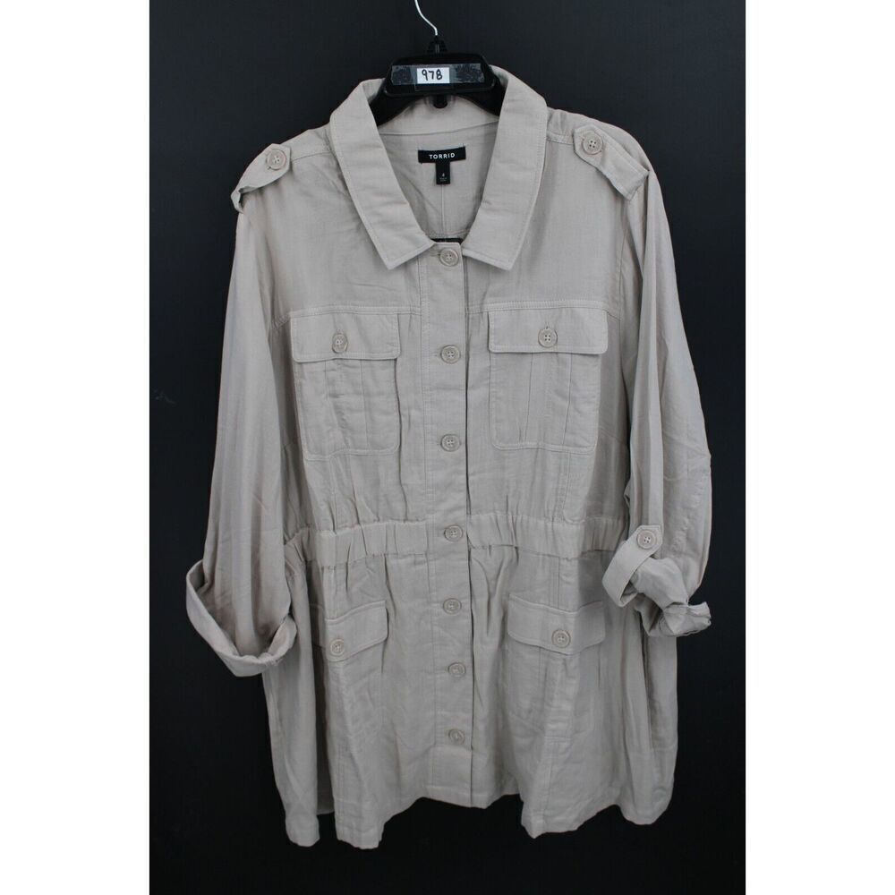 Torrid Khaki Double Gauze Collared Utility Anorak Jacket Plus Size 4